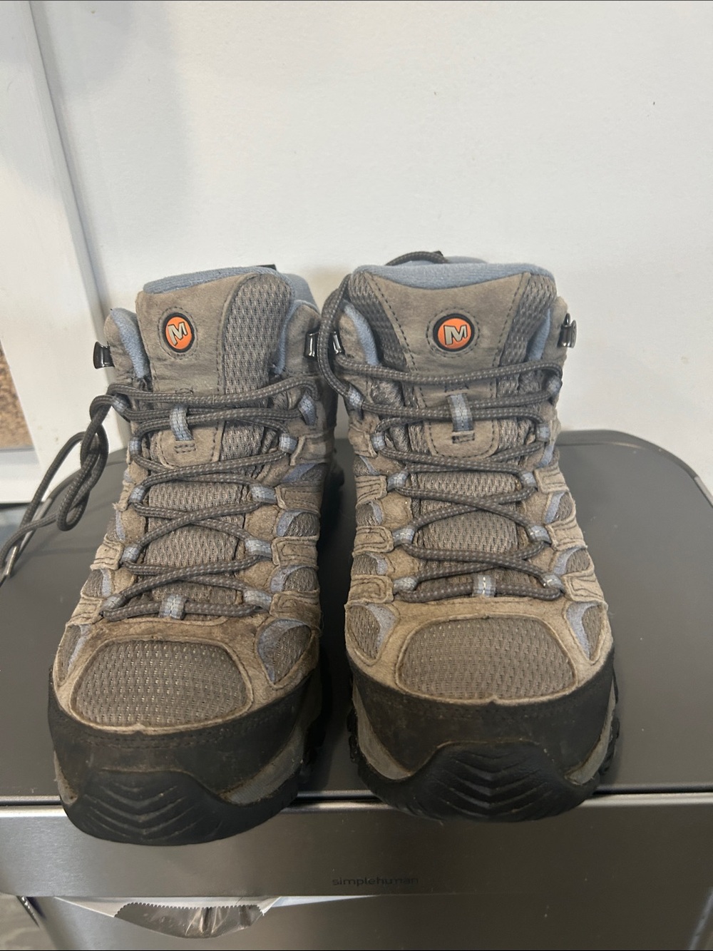 Merrell Gray and Black Hiking Boots with Orange Logo